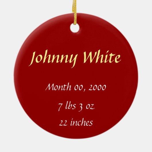 Geburt oder Adoptions-Andenken Keramik Ornament (Hinten)