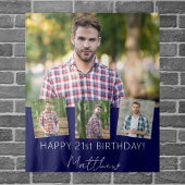 Geburt Party Foto Collage Blue Wandteppich