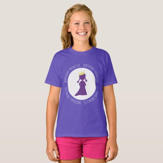Geburt Prinzessin Lila Silhouette Mädchen T-Shirt (Vorne ganz)