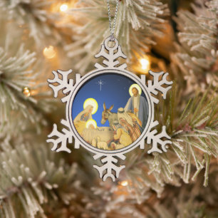 Geburt Schneeflocken Zinn-Ornament