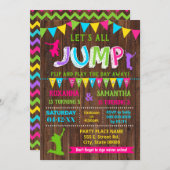 Geburt Trampolin kombiniert rosa Party Einladung (Vorne/Hinten)