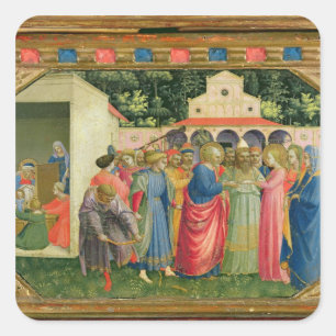 Geburt und Ehe der Jungfrau Quadratischer Aufkleber