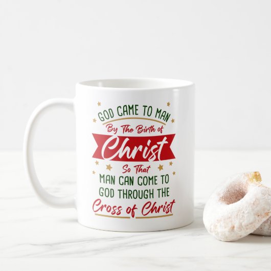 Geburt und Kreuz Jesu Christi Weihnachtsfiest  Kaffeetasse (Mit Donut)