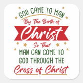 Geburt und Kreuz Jesu Christi Weihnachtsfiest Quadratischer Aufkleber (Vorderseite)