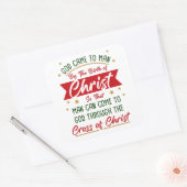 Geburt und Kreuz Jesu Christi Weihnachtsfiest Quadratischer Aufkleber (Umschlag)