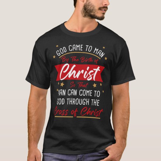 Geburt und Kreuz Jesu Christi: Weihnachtsmann T-Shirt (Vorderseite)