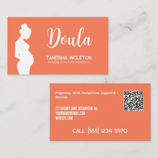 Geburt und Postpartum Doula Custom QR Visitenkarte (Vorne/Hinten)