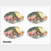 Geburt unter dem Weihnachtsbaum Ovaler Aufkleber (Blatt)