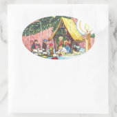 Geburt unter dem Weihnachtsbaum Ovaler Aufkleber (Tasche)