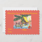 Geburt unter der Weihnachtsbaum-Party Einladung (Rückseite)