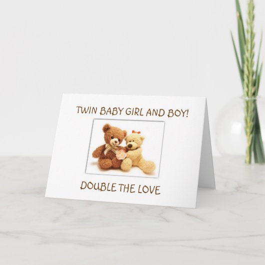 GEBURT VON BABY GIRL UND BABY BOY TWINS KARTE (Vorderseite)