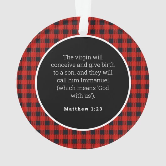 Geburt von Jesus Red Gingham Akropolis Ornament (Rückseite)