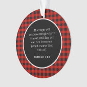 Geburt von Jesus Red Gingham Akropolis Ornament (Vorderseite)