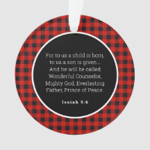 Geburt von Jesus Red Gingham Akropolis Ornament