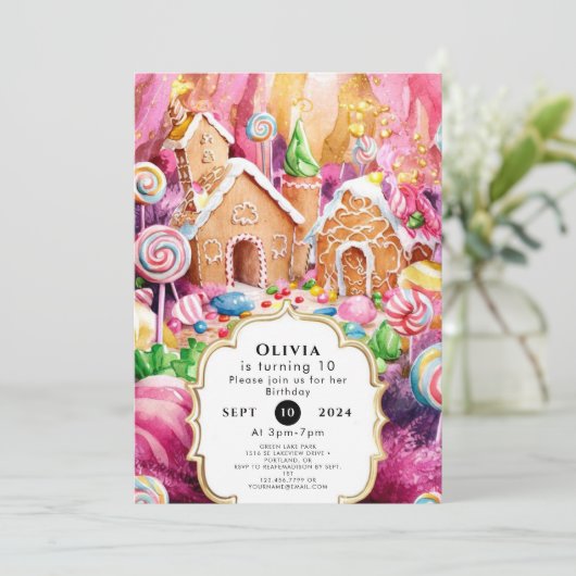 Geburt von Kindercandyland Einladung (Stehend Vorderseite)