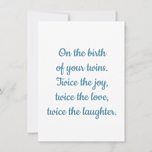Geburt von Twins, Glückwünsche (Rückseite)
