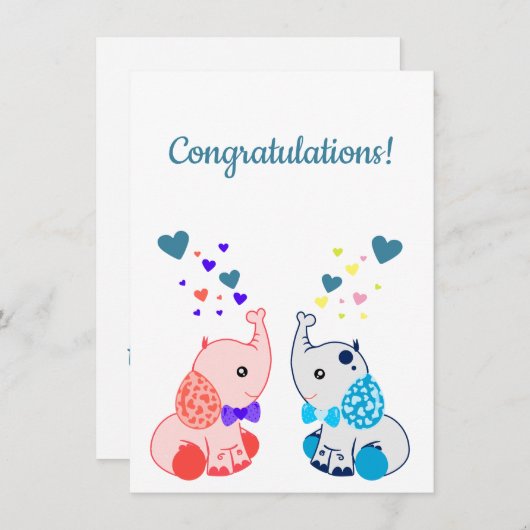 Geburt von Zwillingen, Junge und Mädchen, Glückwün (Vorne/Hinten)