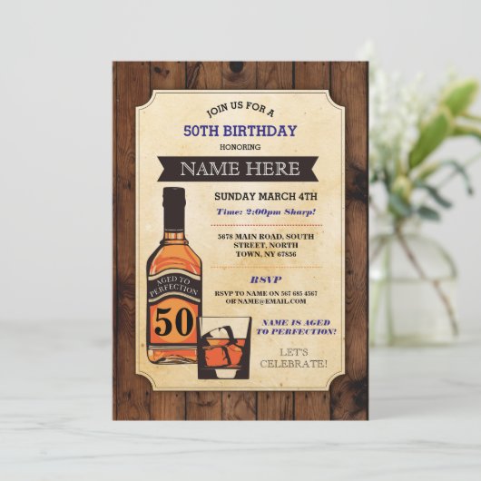 Geburt Whisky-Einladungen im Alter bis zur Perfekt Einladung (Stehend Vorderseite)