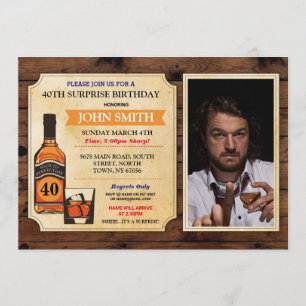 Geburt-Wood-Whisky-Foto im Alter bis zur Perfektio Einladung