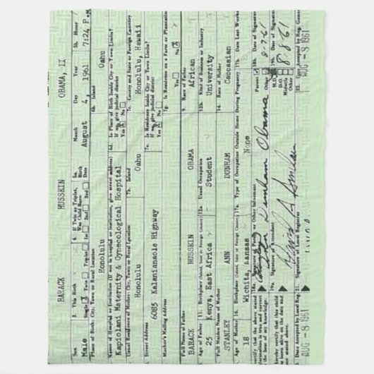 GEBURTBESCHEINIGUNG FLEECEDECKE (Vorderseite)