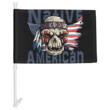 Gebürtige Ureinwohner-Krieger-Schädel USA-Flagge