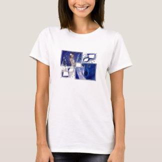 Gebürtiger Amerikaner-Frau u. blauer Wolf-T - T-Shirt
