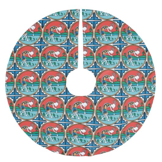 Gebürtiger amerikanischer Ureinwohner Kokopelli Polyester Weihnachtsbaumdecke (Vorderseite)