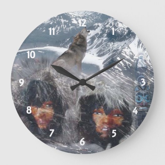 Gebürtiger Geist in Alaska Große Wanduhr (Vorderseite)