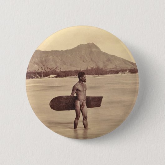 Gebürtiger hawaiischer Surfer, C. 1890 Button (Vorderseite)