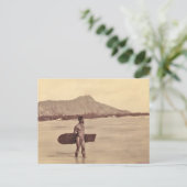 Gebürtiger hawaiischer Surfer, C. 1890 Postkarte (Stehend Vorderseite)