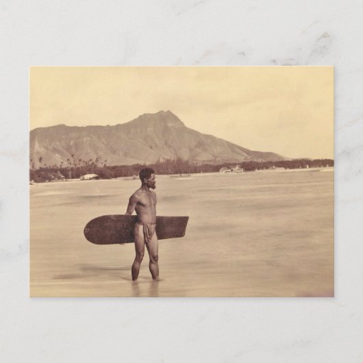 Gebürtiger hawaiischer Surfer, C. 1890 Postkarte (Vorderseite)