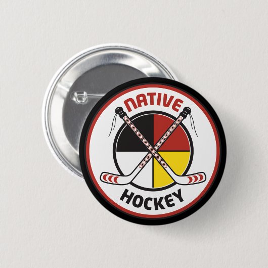 Gebürtiger Hockey-Fan-Knopf Button (Vorne & Hinten)