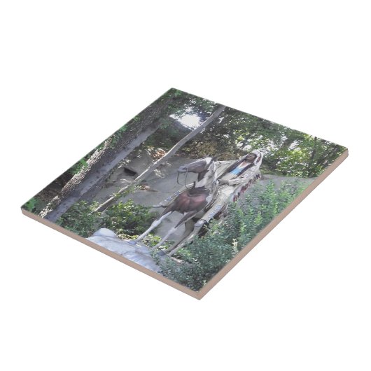 Gebürtiger Ureinwohner-Leiter mit Pferd Fliese (Seite)