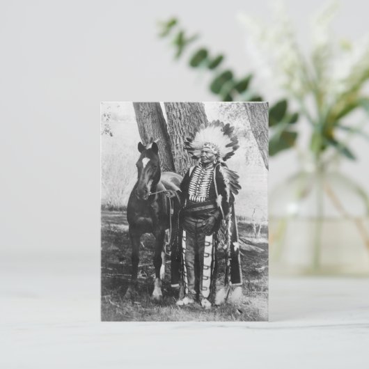 Gebürtiger Ureinwohner-Vintages Porträt Postkarte (Stehend Vorderseite)