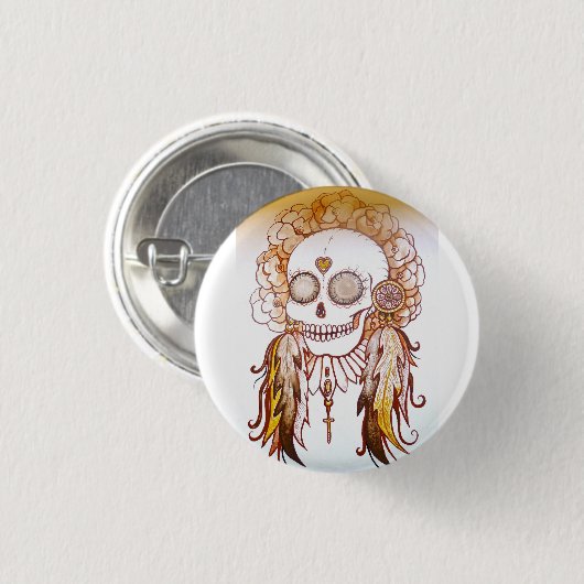 Gebürtiges indisches Schädel- u. Button (Vorne & Hinten)