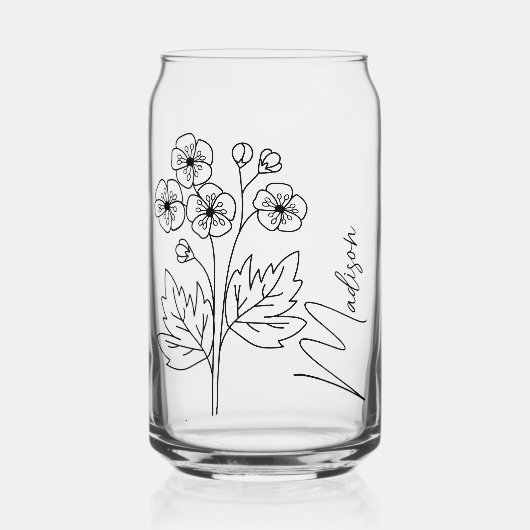 Geburtmonat Blume Mai Hawthorn Bridesmaid Geschenk Dosenglas (Vorderseite)