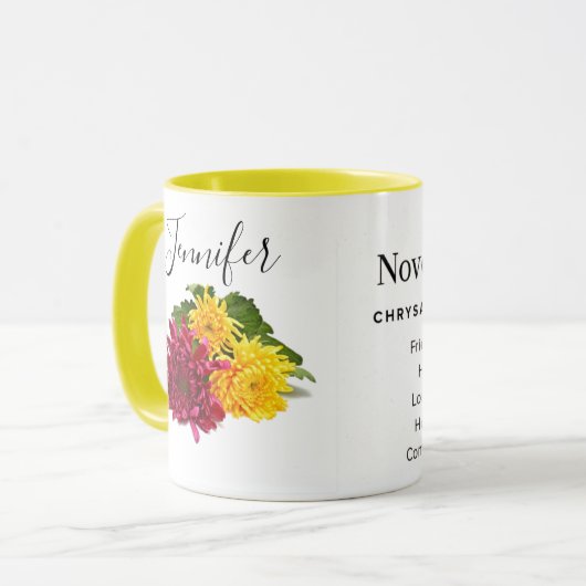 Geburtmonat Blume November personalisierter Schlam Tasse (Vorderseite Links)
