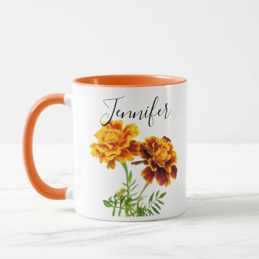 Geburtmonat Blume-Oktober personalisierter Schlamm Tasse (Links)