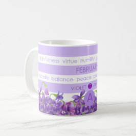 Geburts-Blume und Edelstein-Streifen-Tasse Februar Kaffeetasse