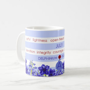 Geburts-Blume und Edelstein-Streifen-Tasse Juli Kaffeetasse
