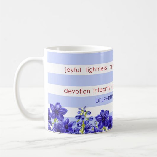 Geburts-Blume und Edelstein-Streifen-Tasse Juli Kaffeetasse (Links)