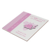 Geburts-Informations-- rosa u. weißer Baby-Elefant Fliese (Seite)