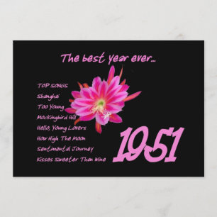 Geburts-Jahr-Schlag-Lied-Geburtstags-Party 1951 Einladung