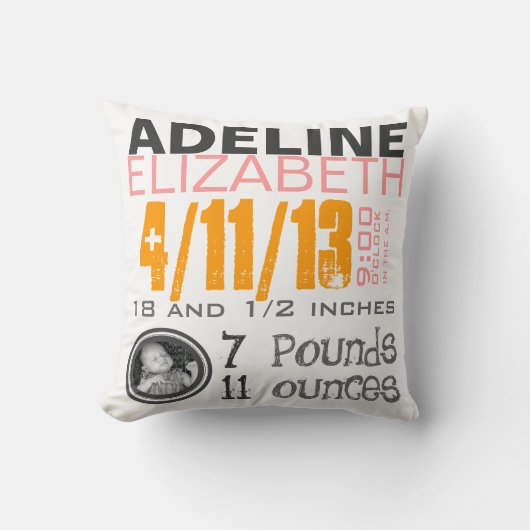 Geburts-Kissen Kissen (Vorderseite)