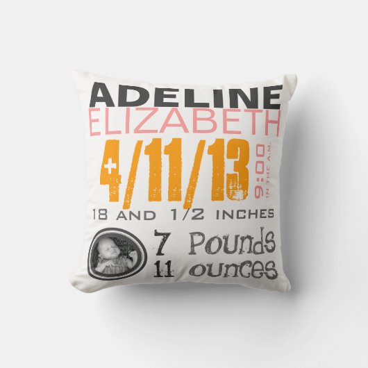 Geburts-Kissen Kissen (Vorderseite)