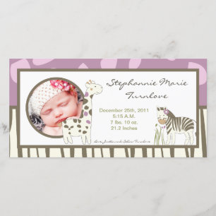 Geburts-Mitteilung Jacana Mädchen-Dschungel des Ankündigung