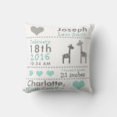 Geburts-Notfall-Giraffen-Kinderzimmerthrow-Kissen Kissen (Vorderseite)