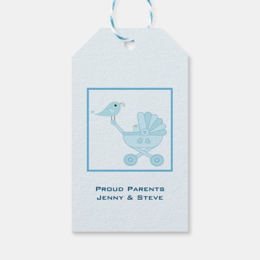 Geburtsankündigung Baby Bird Geschenkanhänger (Rückseite)