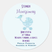 Geburtsankündigung Baby Bird Runder Aufkleber (Vorderseite)