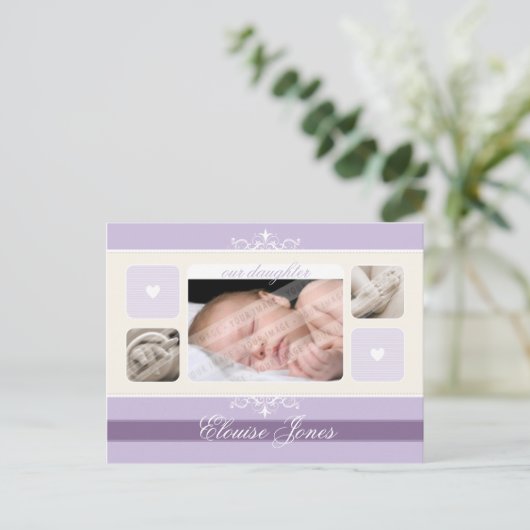 GEBURTSANKÜNDIGUNG: blüh1 - Girl Ankündigungspostkarte (Stehend Vorderseite)